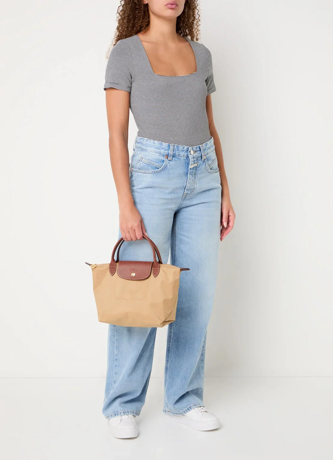 Longchamp Le Pliage Original handtas S met leren details