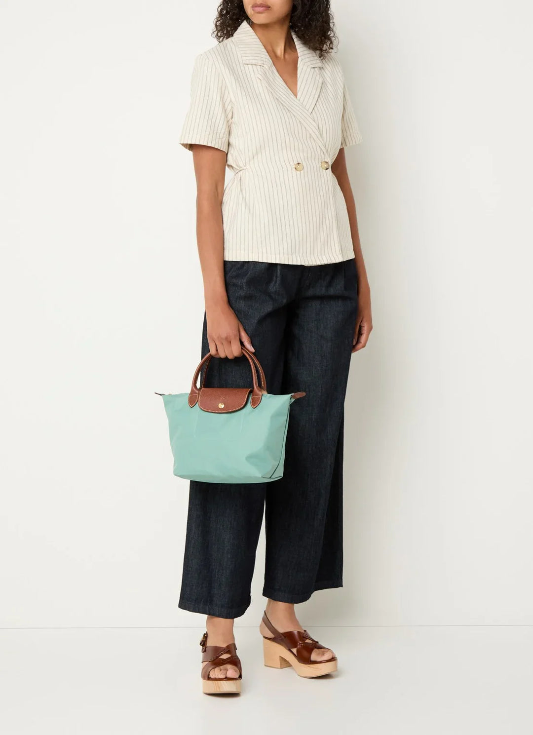 Longchamp Le Pliage Original handtas S met leren details