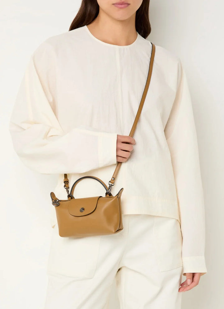 Longchamp Le Pliage Xtra handtas XS van leer met afneembare schouderriem