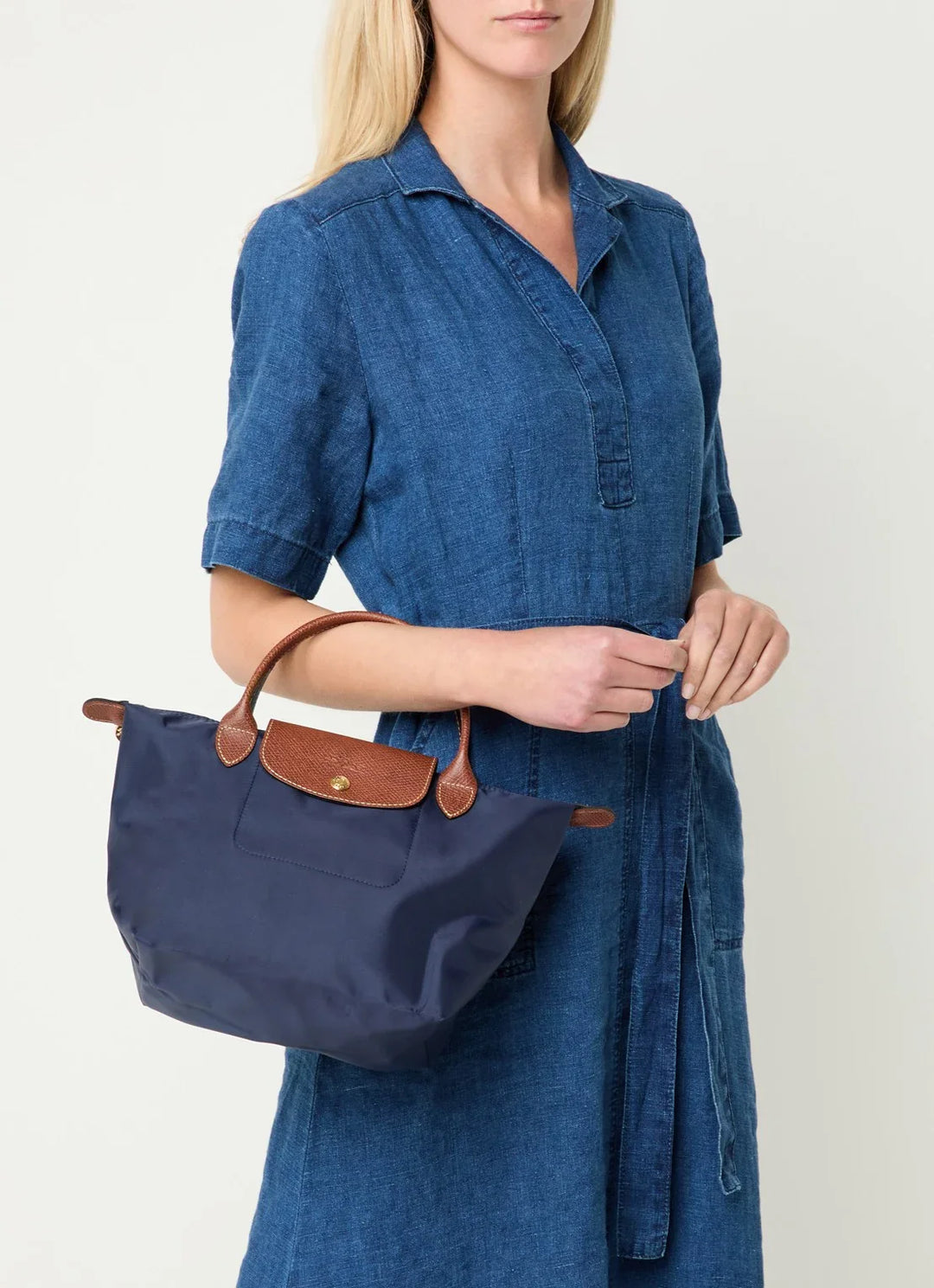 Longchamp Le Pliage Original handtas S met leren details